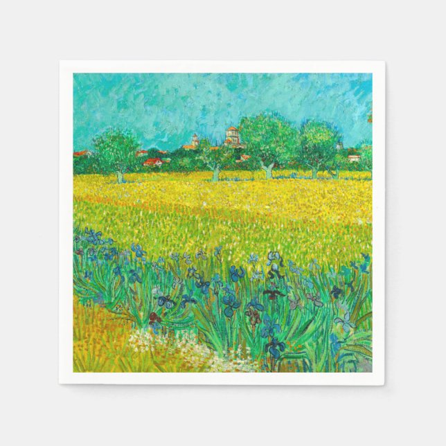 Serviette En Papier Champ Van Gogh avec Irises près d'Arles (Devant)