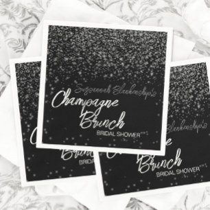 Serviette En Papier Champagne Brunch Fête des mariées Argent Bokeh