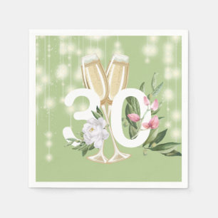 Serviette En Papier Champagne de luxe 30e anniversaire Vert