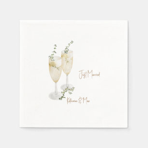 Serviette En Papier Champagne Foliage Gold Mariage vient de se marier