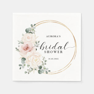 Serviette En Papier Champagne Ivoire Rose Florale Mariage   