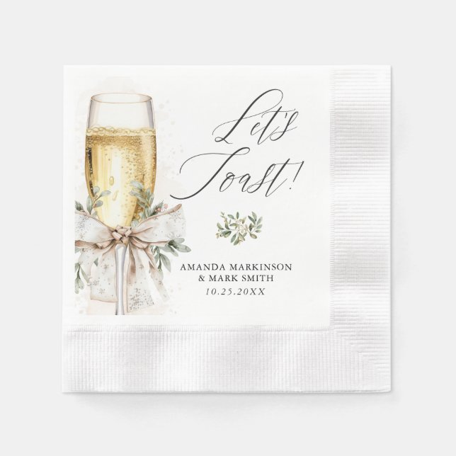 Serviette En Papier Champagne Let's Toast Winter Engagement (Devant)