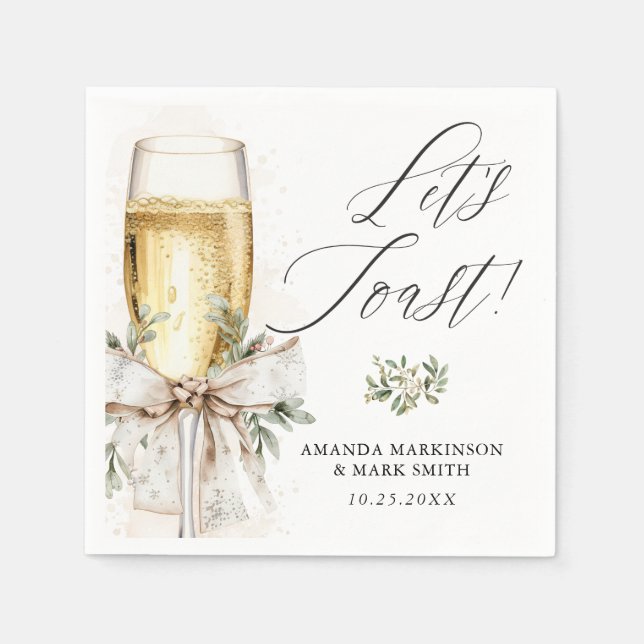Serviette En Papier Champagne Let's Toast Winter Engagement (Devant)