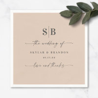 Champagne simple couleur solide Mariage monogramme