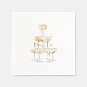 Serviette En Papier Champagne Tower Custom Names Mariage Cocktail