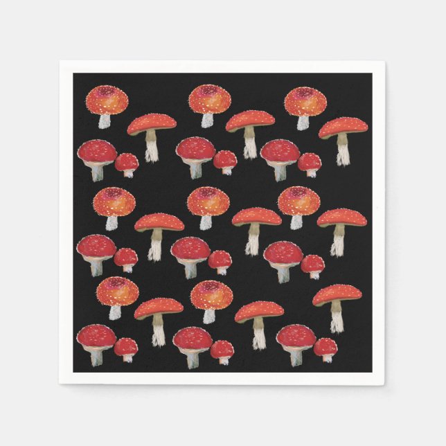 Serviette En Papier Champignons Amanita Muscaria (Devant)