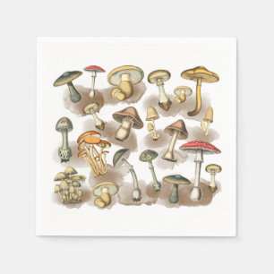 Serviette En Papier Champignons de forêt vintage