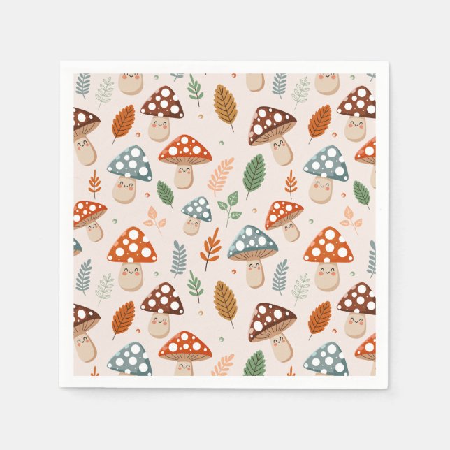 Serviette En Papier Champignons, Feuillage d'automne, Nature Patten (Devant)