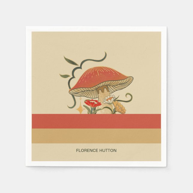 Serviette En Papier Champignons rouges Vintages (Devant)