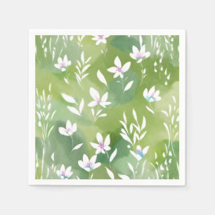 Serviette En Papier Champs de fleurs blanches Élégante florale de pr