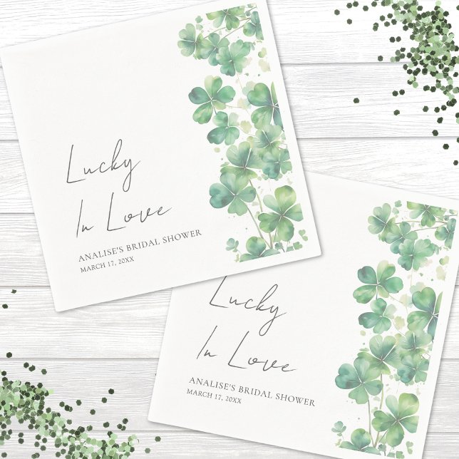 Serviette En Papier Chanceux en amour Fête de la Saint-Patrick Enterre (Lucky In Love St. Patrick's Day Bridal Shower Napkins)