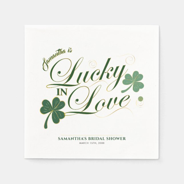 Serviette En Papier Chanceux en amour Mariage thème Saint-Patrick Mode (Devant)