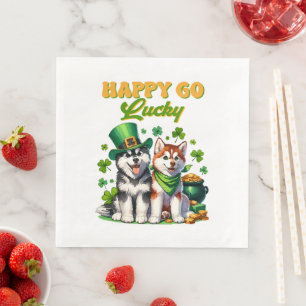 Serviette En Papier Chanceux Toutou Husky Mignon Saint-Patrick