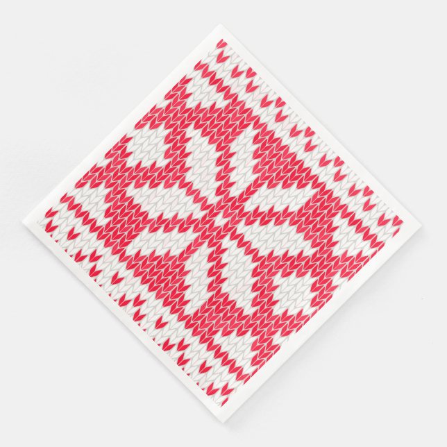 Serviette En Papier Chandail de Noël Knit Red Snowflake (Coin)