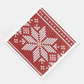 Serviette En Papier Chandail de Noël Knit Red Snowflake