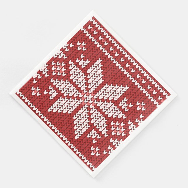 Serviette En Papier Chandail de Noël Knit Red Snowflake (Coin)