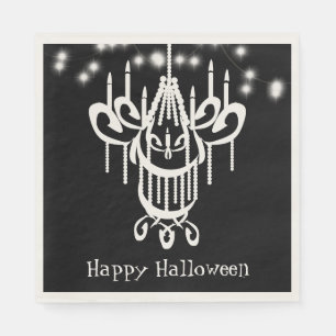 Serviette En Papier Chandelier Halloween noir et blanc Joyeux Hallowee