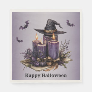Serviette En Papier Chandelles violettes d'Halloween chauves-souris Éf