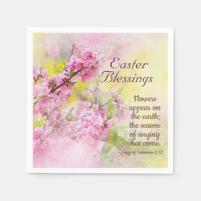 Serviette En Papier Chanson de Pâques de Salomon 2:12 Fleur rose (Devant)