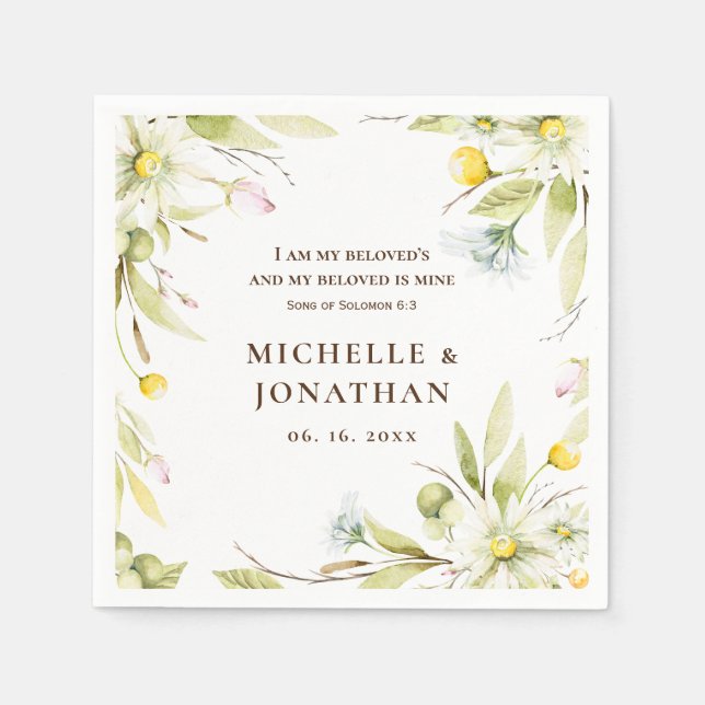 Serviette En Papier Chanson de Salomon 6:3 Bible Fleur sauvage Mariage (Devant)