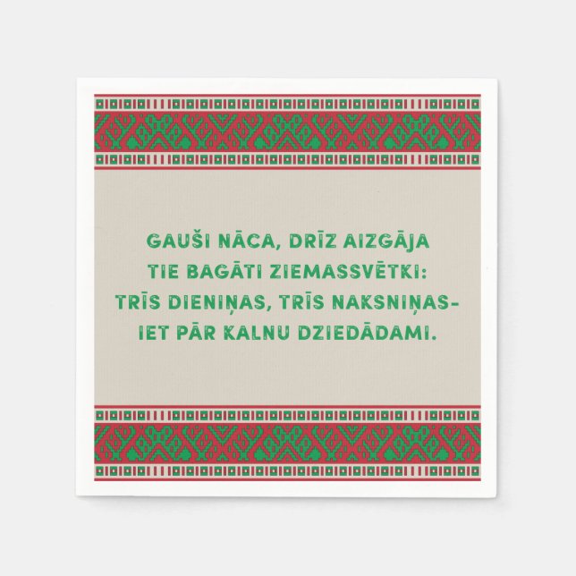 Serviette En Papier Chanson folklorique de Noël I Latviesu Tautasdzies (Devant)