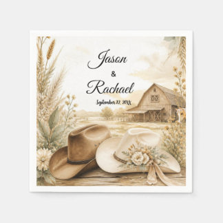 Serviette En Papier Chapeau de Cowboy Occidental Rustique Mariage Cock