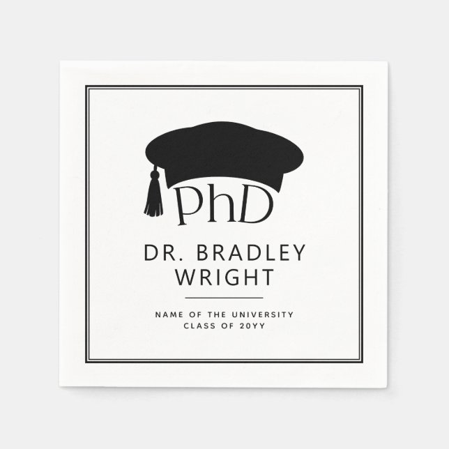 Serviette En Papier Chapeau de doctorat personnalisé de doctorat en Ph (Devant)