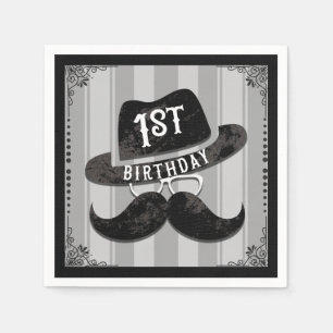Serviette En Papier Chapeau de lunettes de moustache de hipster 1er an