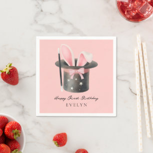 Serviette En Papier Chapeau de Magicien Aquarelle Mignon Filles 1er An