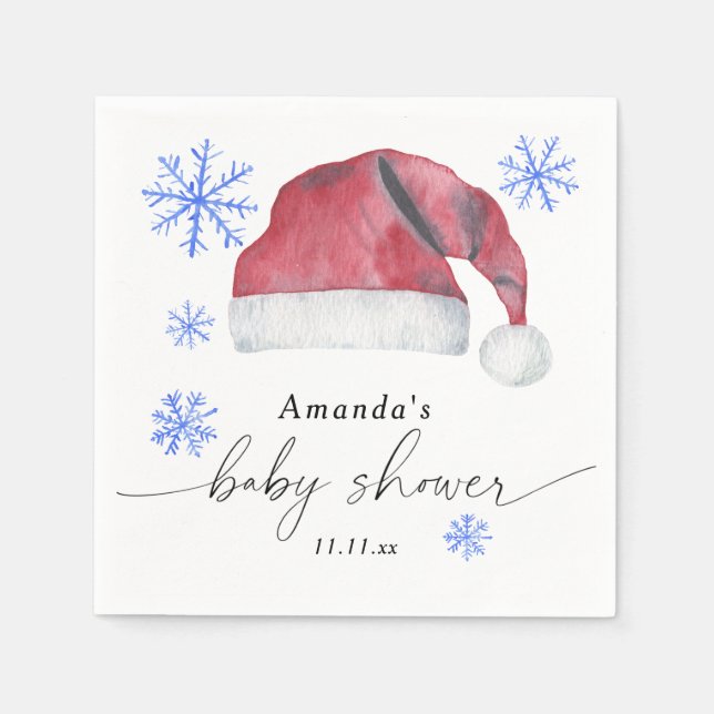Serviette En Papier Chapeau de Père Noël - Baby shower  (Devant)