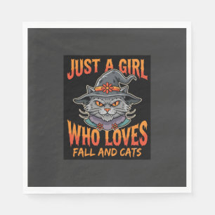 Serviette En Papier Chapeau de sorcière de fille chat d'Halloween Dess