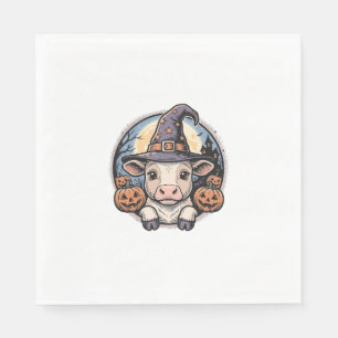 Serviette En Papier Chapeau de sorcière de veau Halloween mignon Gravu