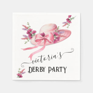 Serviette En Papier Chapeau floral rose Derby Shower de mariage