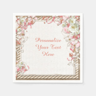 Serviette En Papier Chapiteau de fleurs de jardin floral élégant et ro