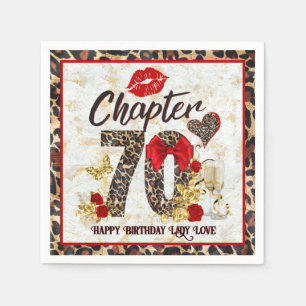 Serviette En Papier Chapitre 70 Leopard rouge et or 70e anniversaire