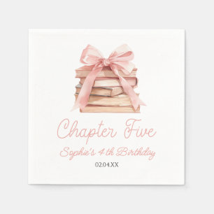 Serviette En Papier Chapitre cinq Livres à Ruban Rose Fête d'anniversa