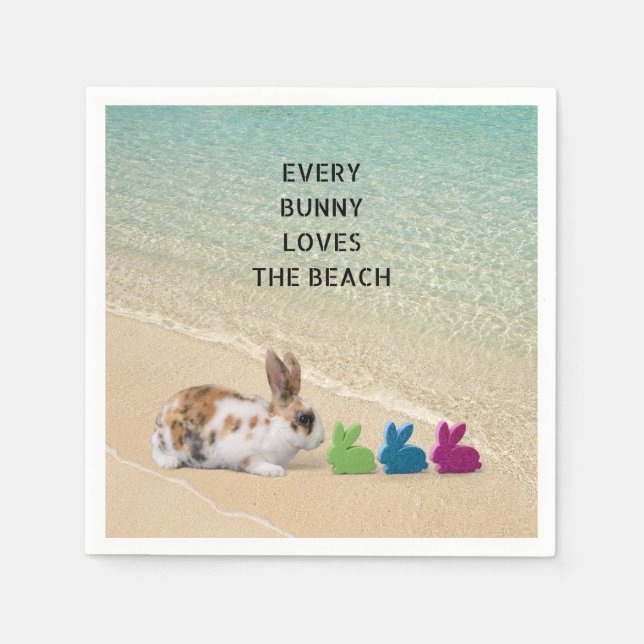 Serviette En Papier Chaque Bunny Aime La Plage Pâques Tropicales (Devant)