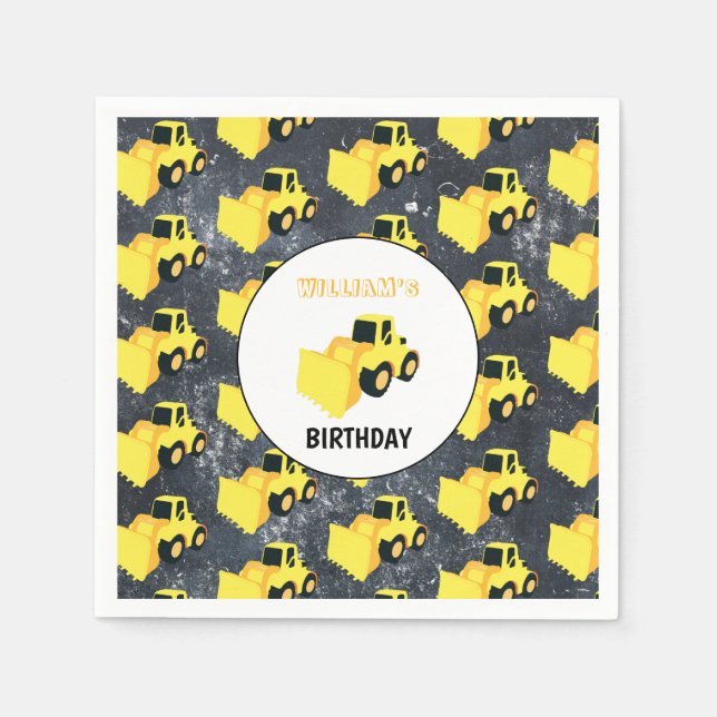 Serviette En Papier Chargeur frontal Construction Camion Anniversaire (Devant)