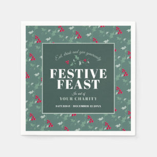 Serviette En Papier Charité Fête de fête vert rouge Noël dîner