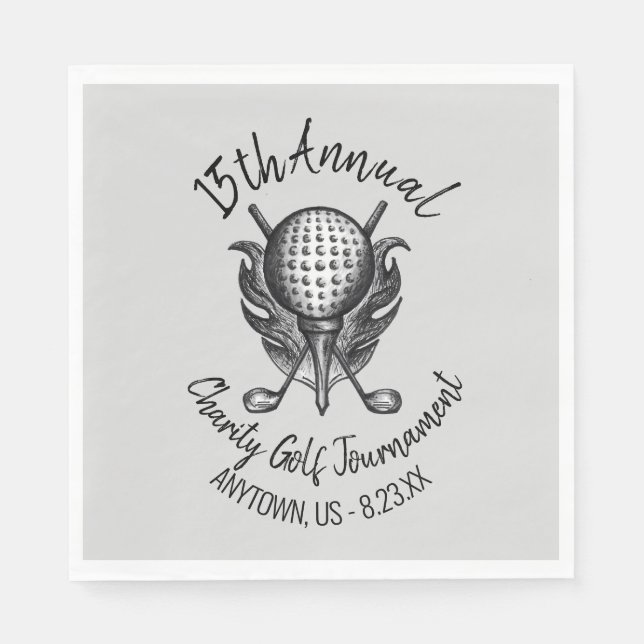 Serviette En Papier Charity Golf Tournoi Ball Tee Clubs Course (Devant)