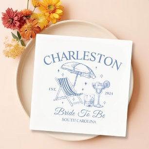 Serviette En Papier Charleston Blue Bachelorette Mariée à la fête