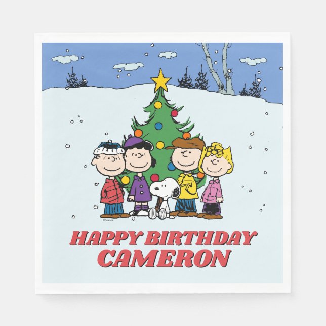 Serviette En Papier Charlie Brown et ses amis Anniversaire d'hiver (Devant)