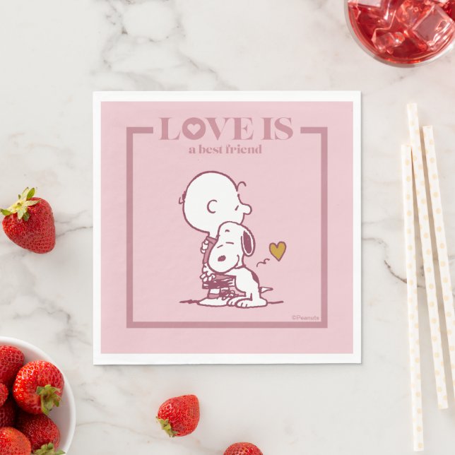 Serviette En Papier Charlie Brown & Snoopy - L'amour est un meilleur a (En situation)