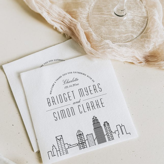 Serviette En Papier Charlotte Deco Skyline | Mariage Événement Napkins (Créateur téléchargé)