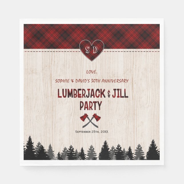 Serviette En Papier Charm LumberJack et Jill Mariage 30e anniversaire (Devant)