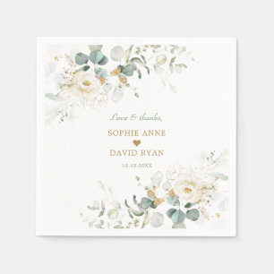 Serviette En Papier Charmant blanc Floral Airal Feuilles Mariage servi