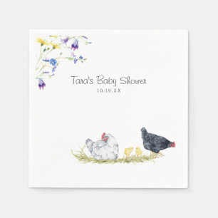 Serviette En Papier Charmant corps de ferme Poules et fleurs