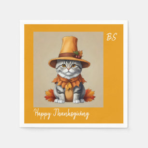 Serviette En Papier Charmant Thanksgiving Chat en déguisement