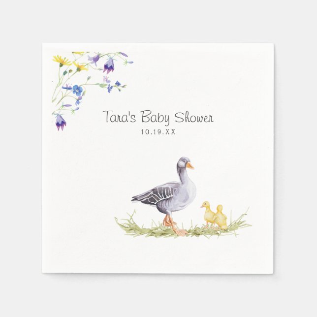 Serviette En Papier Charmante ferme rustique | Mère Goose Floral (Devant)