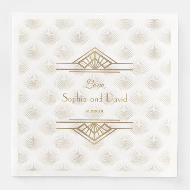 Serviette En Papier Charmante Gold Great Gatsby Art Déco Mariage des a (Devant)